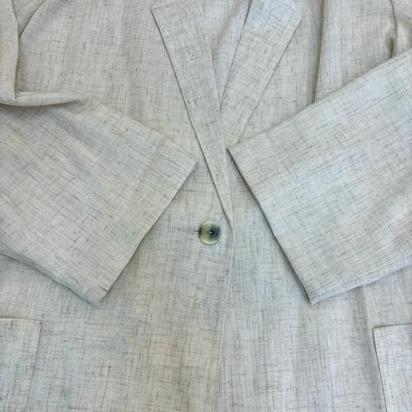 Vintage Sag Harbor Woman Natural Beige Linen Blend One Button Blazer Plus 24W - Picture 5 of 8